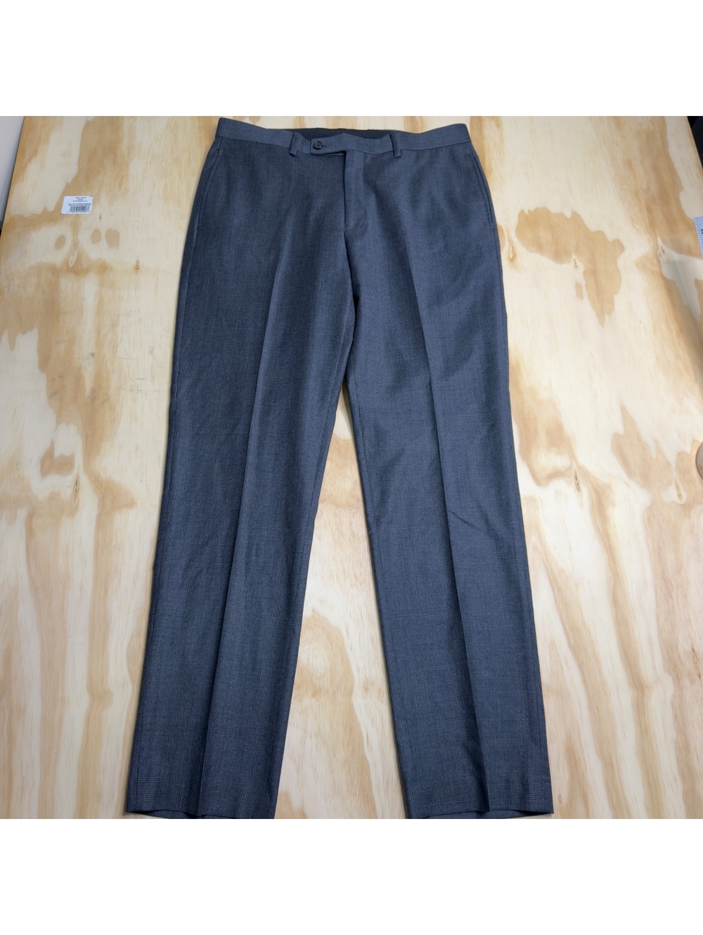 Lauren Ralph Lauren Wool Charcoal Gray Windowpane Plaid Trouser Pants Size 34x32